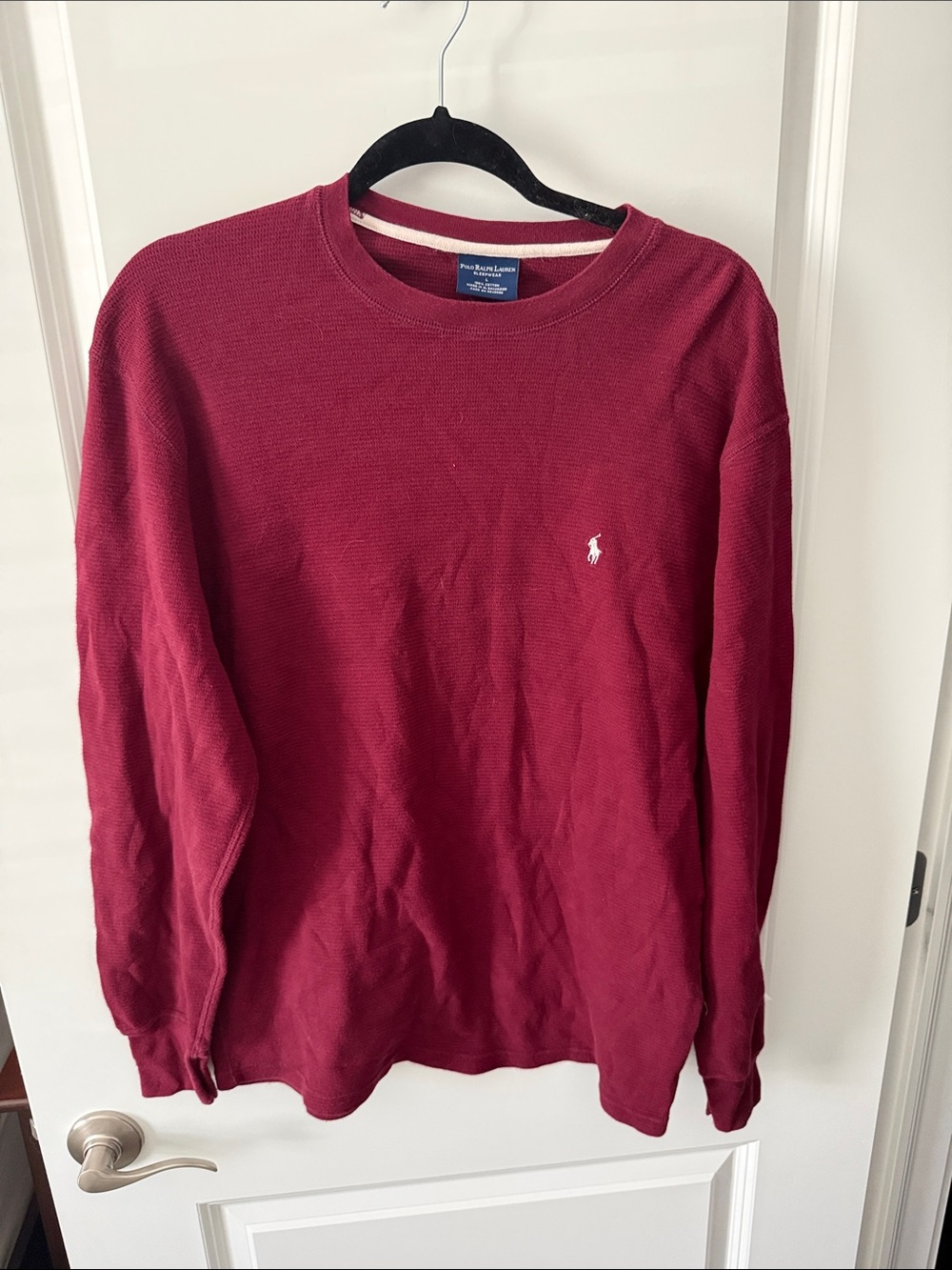 Polo by Ralph Lauren Burgundy Crewneck Waffle Knit Sweater